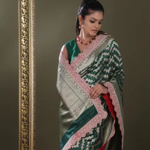 Dark Green Katan Banarasi Silk Saree